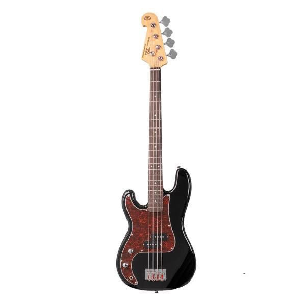 SX Short Scale 3/4 4-String Left-Handed Bass Guitar in Black