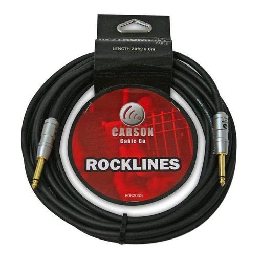 Carson Rocklines 20ft High Quality Instrument Cable Jack to Jack Black